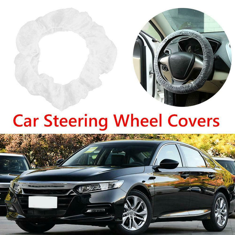 100pcs Disposable Car Steering Wheel Covers Clear Plastic Protective Cover A