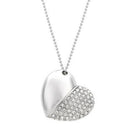 Jewelry Crystal Heart with Pendant Chain USB Flash Drive 2.0 Necklace Memor