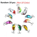 10 PACK Fishing Lures Crankbaits Hooks Minnow Baits Tackle Crank Set USA