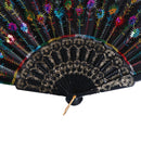 Rainbow color Christmas Dance Fan Peacock Pattern Folding Embroidered Gift fa lj