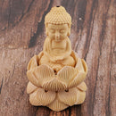 Small Wooden Buddha Tathagata Statue Sculpture DIY Wood Craft Car Ornaments