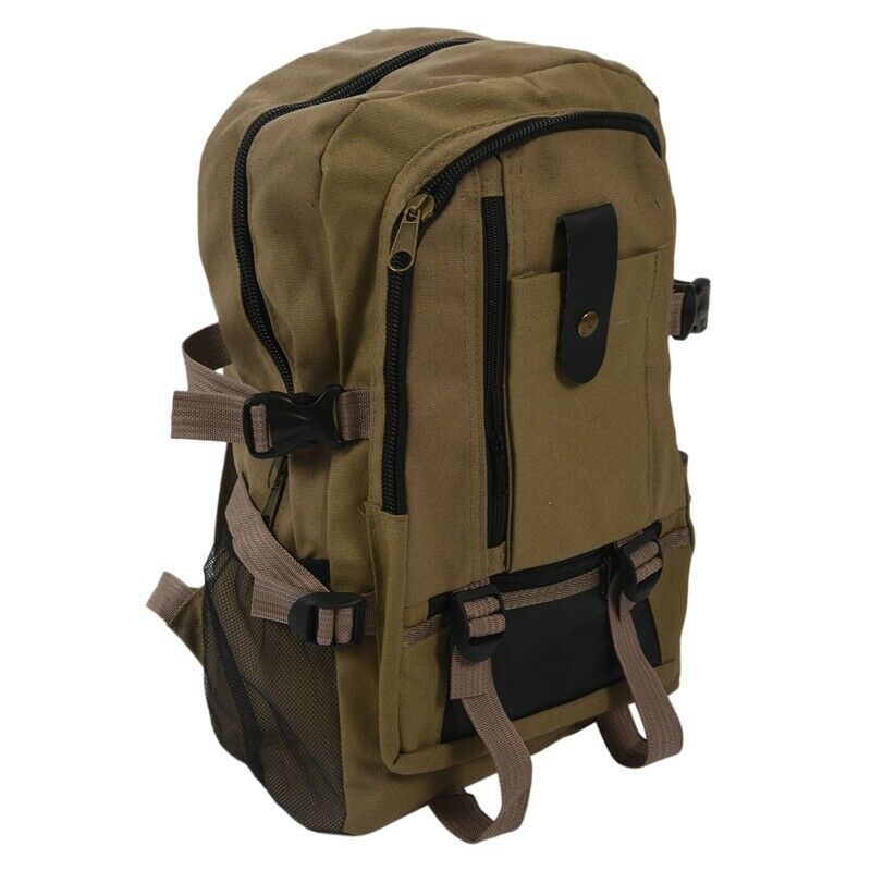 male Retro Leisure tourism canvas backpack Khaki I5V5