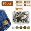 50pcs Set Denim Jacket Jeans Button 17mm Metal Tack Snap Fastener Studs Jeans