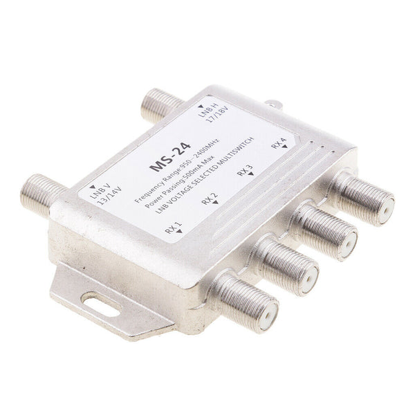 2x4 Satellite MultiSwitch Splitter FTA TV LNB Switch Cascade 2 in 4 Out