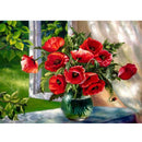 Red Floral Vase 5D Diamond DIY Painting Craft Kit Home Decor