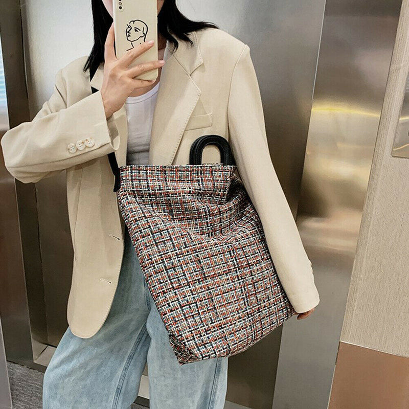 Fashion Woolen Shoulder Bag Women Large Capacity Messenger Handbags (Red) A