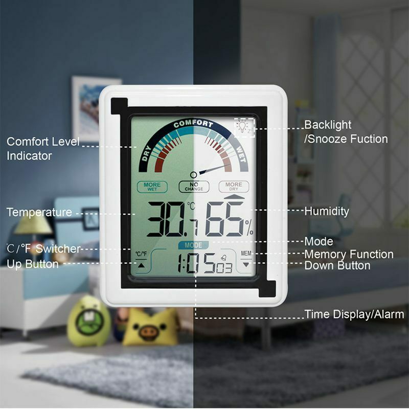 Electronic Weather Clock Temperature Humidity Meter Indicator Thermometer L B7O7