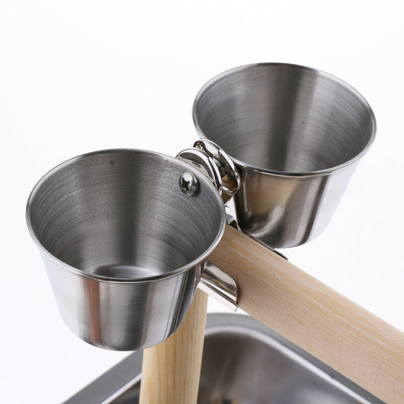 Parrot Playstand Bird Play Stand Cockatiel Playground Perch Gym w/ 2 Cups