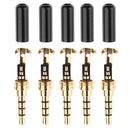Replacement 5-Pack Male Solder Type DIY Plug 4 Pole 1/8'' 3.5mm Cable Connector