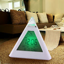 New 7 LED Color Pyramid Digital LCD Alarm Clock Thermometer