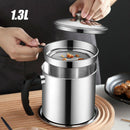 304 Stainless Steel 1.3L Oil Filter Pot Jar Pourer Strainer Separator Can Tool
