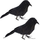 2x Black Feather Bird Artificial Simulation Birds Xmas Prop Home Yard Decor