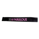 50th Birthday Sash 50 & FABULOUS Rhinestone Satin Sashes Birthday Party Decor JR