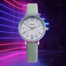 Waterproof Star Sky Quartz Watch Women Leather Strap Wristwatch (Green A) A