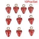 10Pcs/t Enamel Alloy Strawberry Charms Pendant Jewelry DIY Making Cra Gi^SE