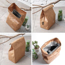 Reusable Insulated Brown Cooler Sack Lunch Bag Magnetic Closure Paper Thermal