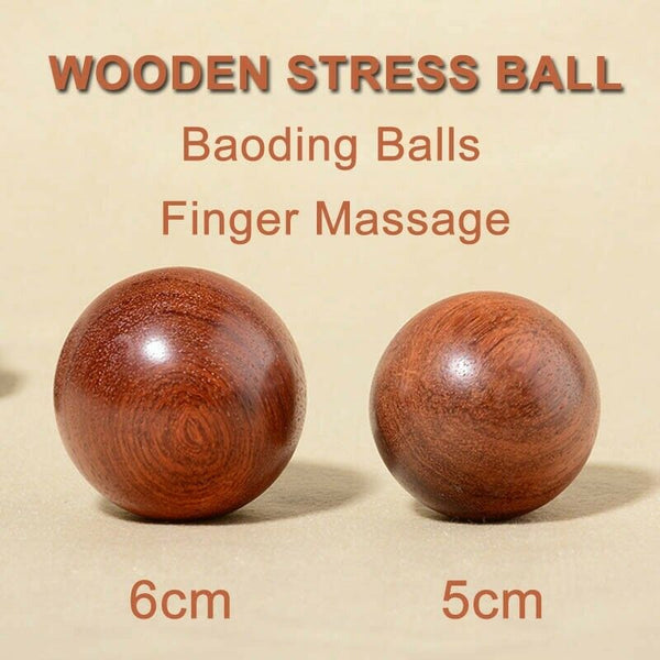 6Cm Wooden Stress Baoding Ball Health Exercise Handball Finger Massage Chin W7R3