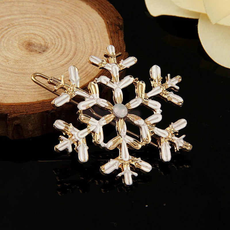 Large Snowflake Barrette Clip Hairpin Wedding Charm Enamel Hair Accessories