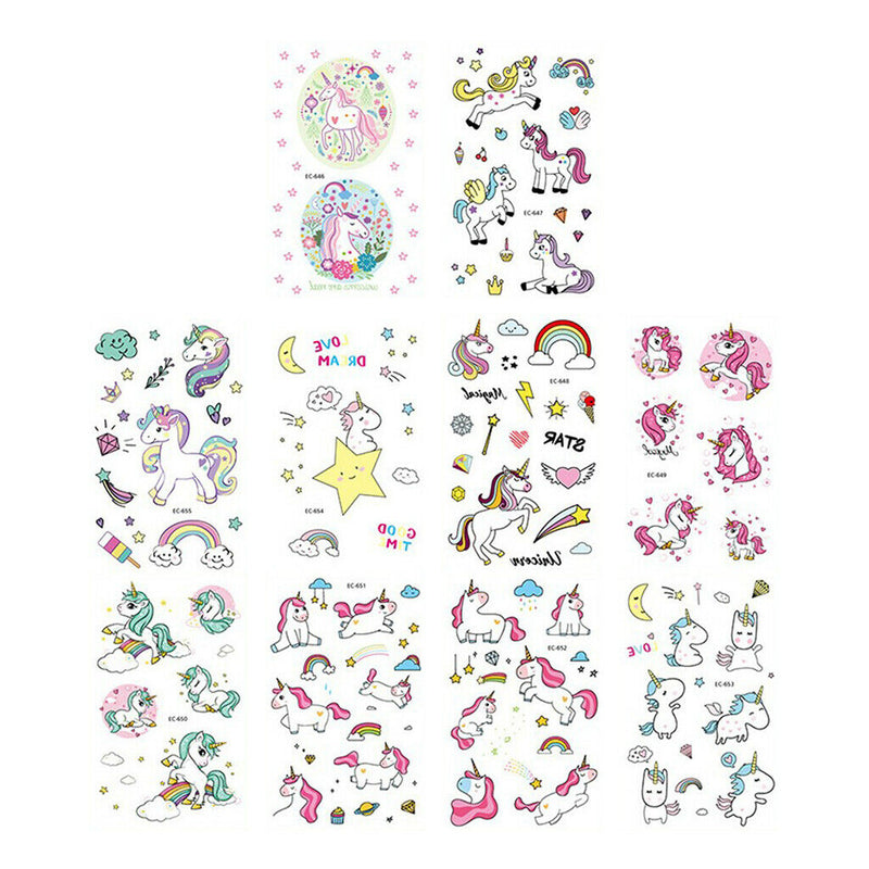 10 Lot Lovely Cute Cartoon Horse Star Tattoos Kids Transfer Stickers For DIY