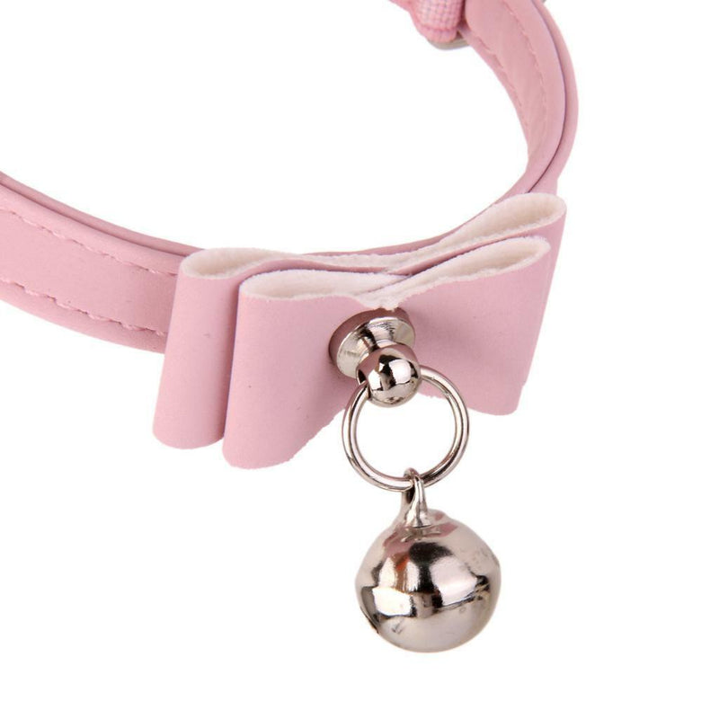3x CAT KITTEN PUPPY COLLAR ADJUSTABLE SAFETY BUCKLE NECK STRAP WITH BELL PINK