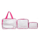 Hot 3pcs Clear Cosmetic Toiletry PVC Travel Wash Makeup Bag  Rose A