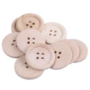 50 Pcs Mixed Wooden Buttons Natural Color Round 4-Holes Sewing Scrapbooking