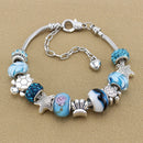 Ocean Shell Blue Crystal Beads Chain Bangle Bracelet Women Girl Charm Jewelry  Z