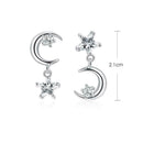 Fashion Stars Moon Dangle Rhinestone Earrings Women Jewelry Shiny Ear Drop