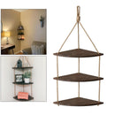 Swing Rope Floating Shelf 3 Tier Hanging Rope Shelf Wood Wall Floating Shelves