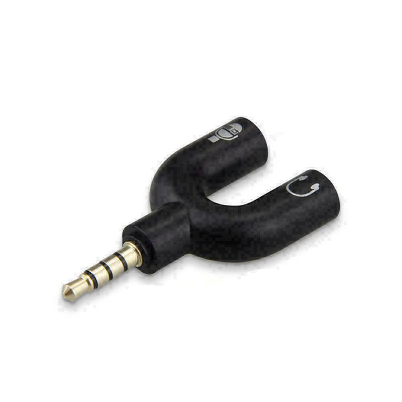3.5mm Black Stereo Splitter to Mic Headset Jack Plug Adapter For Phone Pretty