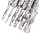 6pcs/set Hex Shank HSS Metric Right Hand Screw Thread Tap Taper Drill Bits