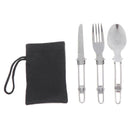 3Pcs StainlessSteel Folding Picnic Cutlery Set KnifeFork Spoon Utensil CampingBX