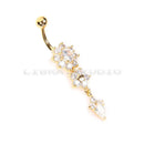 Women's Rhinestone Tassel Navel Dangle Button Belly Ring Bar