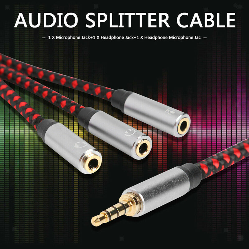 11.8 inch 3.5mm Male to 3X Female Splitter Audio Cable 3 Way Splitter