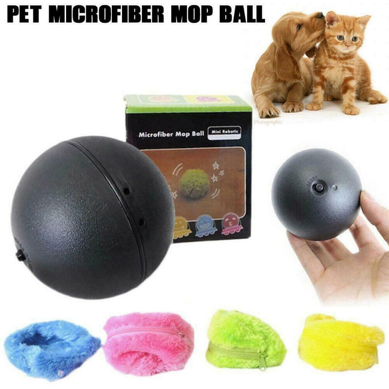 Roller Ball Automatic Dog Cat Toys Robotic Microfiber Mop Ball Sweeper New