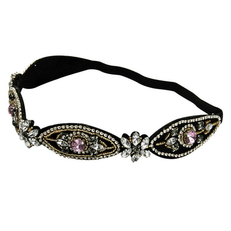 Flower Elastic Stretch Headwrap Bridal Wedding Crystal Rhinestone Headband