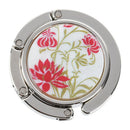 Red Flowers Printed Foldable Handbag Hook Table Hanger R9V3