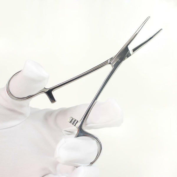 Forceps Hemostatic Clamp Curved Tweezers Stainless Surgical Serrateds