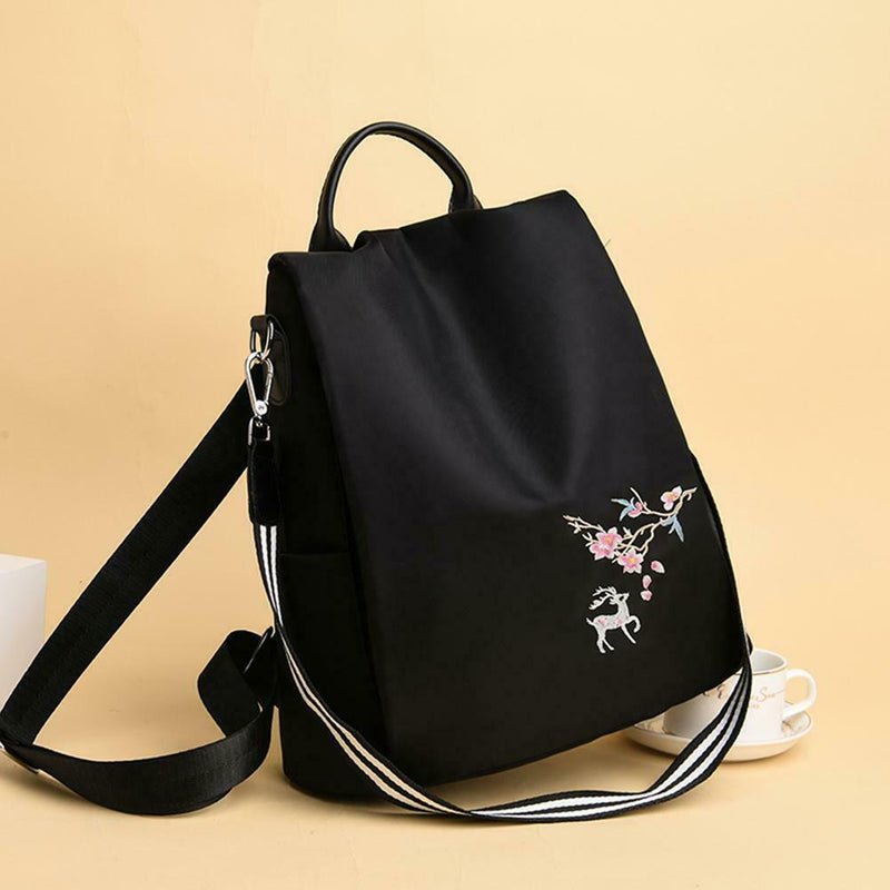 Oxford Women Backpack Casual School Bag Travel Anti-theft Knapsack (Pink)
