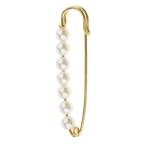 1 piece safety pin brooch with pearls embellishment women party jewelry brooch