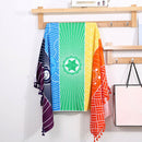 Tassel Rectangle Swimming Bath Spa Beach Towel Yoga Mat Quick Dry Rainbow Print