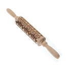 1x Christmas Wooden Rolling Pin Embossing Baking Cookies Cake Dough Xmas Biscuit