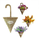 Umbrella Handmade Straw Braided Wall Hanging Flower Pot Basket Hand-Woven H