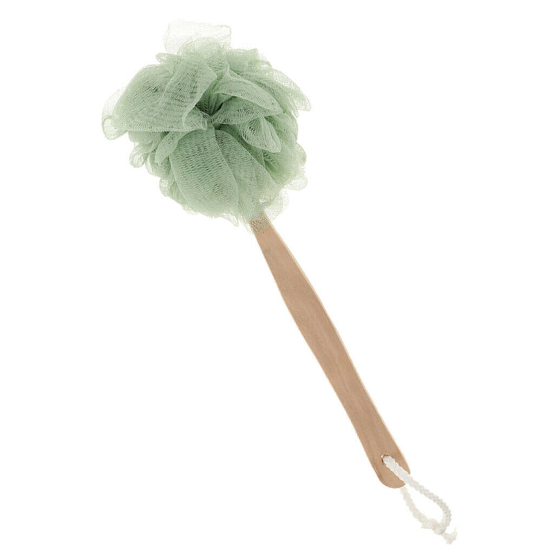 Long Handle Bath Shower Body Brush Scrub Scrunchie Back Scrubber Green