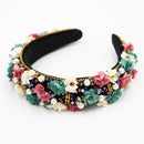 Women Retro Floral Baroque Hair Accessories Cloth Rhinestone Headband Portable