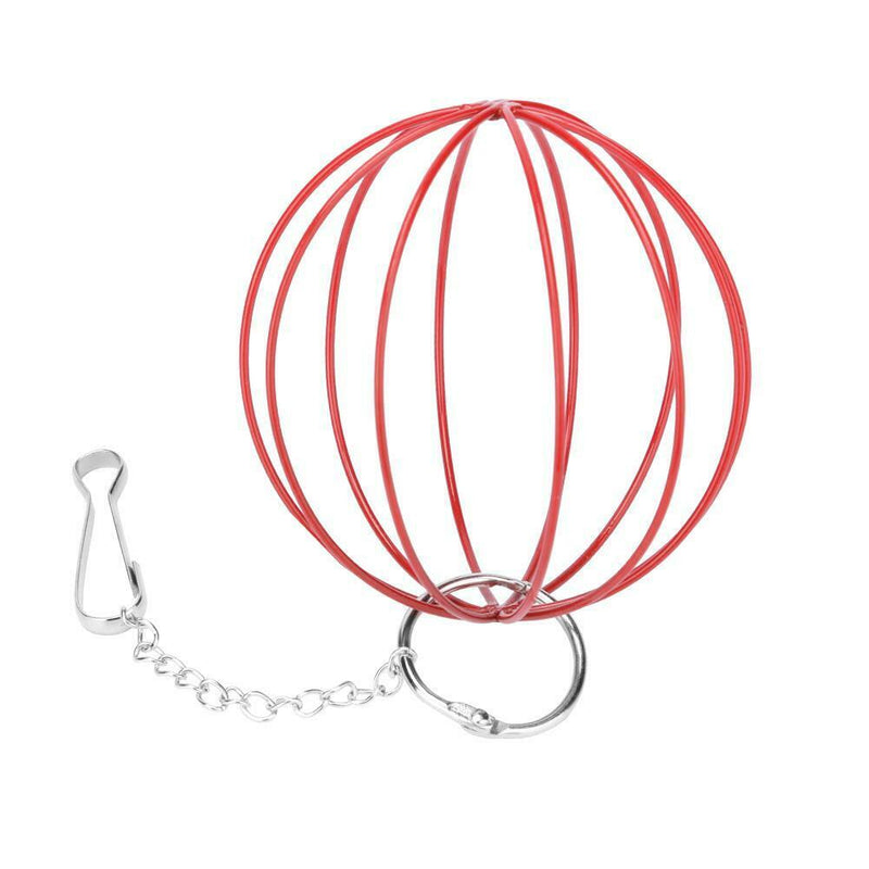 Stainless Steel Plating Pet Hay Manger Food Ball Rabbit Grass Rack (Red) A