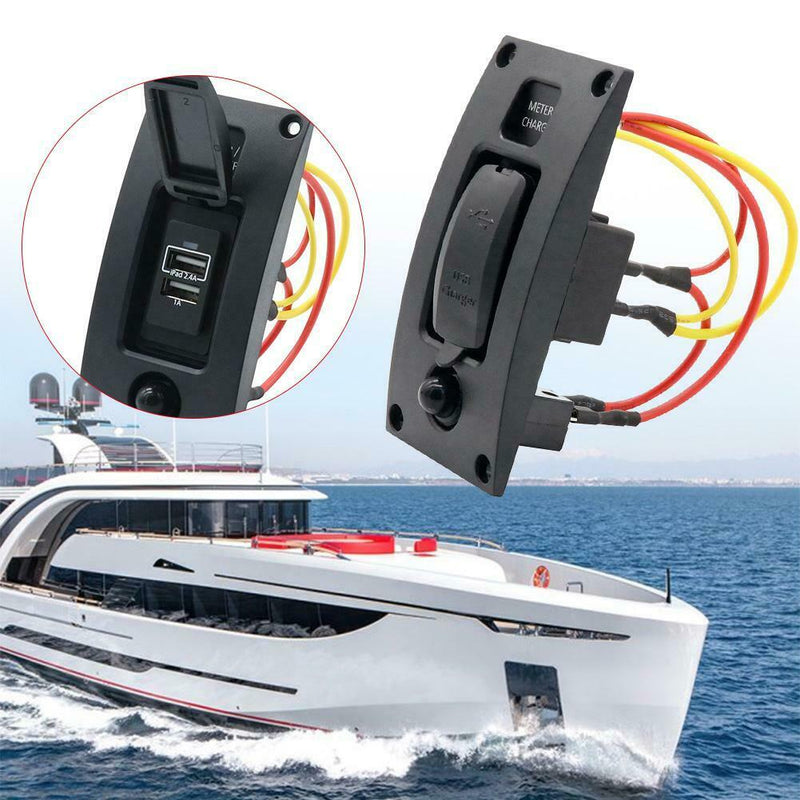 5V 3.4A 2 Port USB Charger Panel IP66 Waterproof for Boat Marine Yacht RV Truck