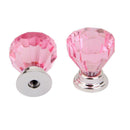 2x Diamond Acrylic Glass Cabinet Door Drawer Bin Pull Handle Knobs Pink