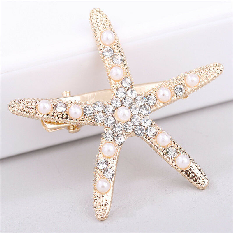 Fashion Lady Girl Beach Wedding Natural Starfish Sea Star Hair Clip Hairpin FT