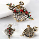 Christmas`Crystal Enamel Brooch Pin Harp Lute Collar Rhinestone Brooches`Jewelry